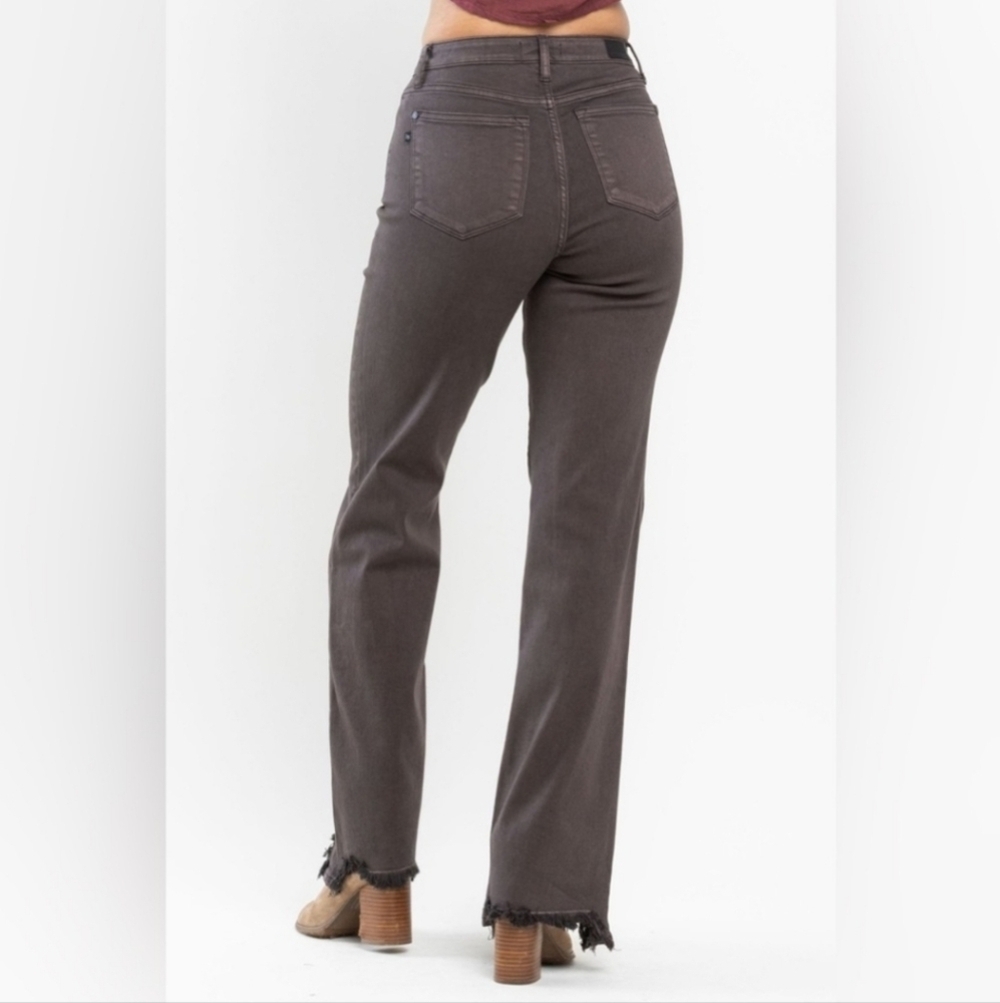 Nwt Judy Blue Frayed Hem 90s High Waisted Straight Jeans Jb82531 Women’s Sz 14w — image 2 of 8